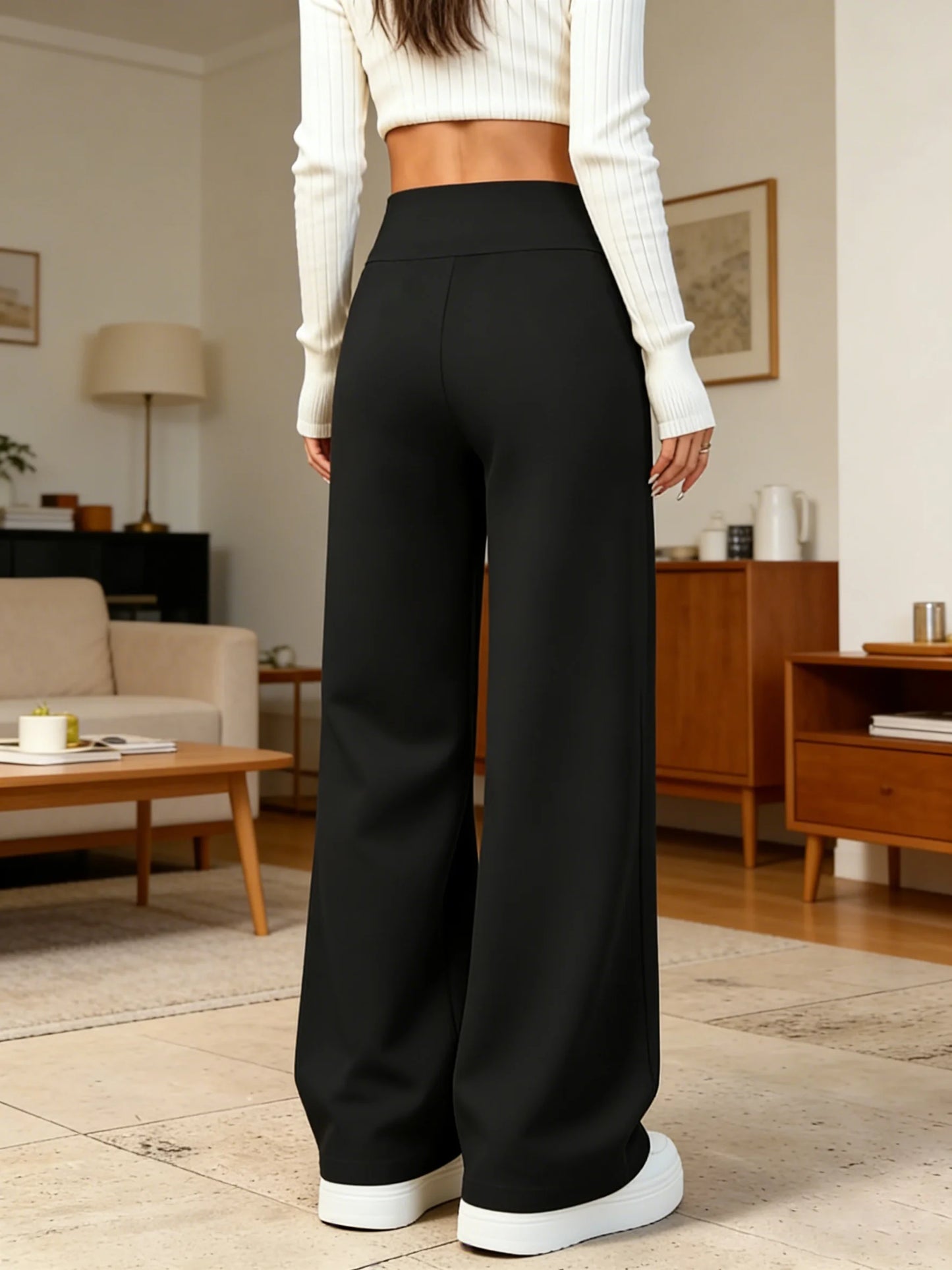 Women's high-waisted wide-leg pants, loose and slimming