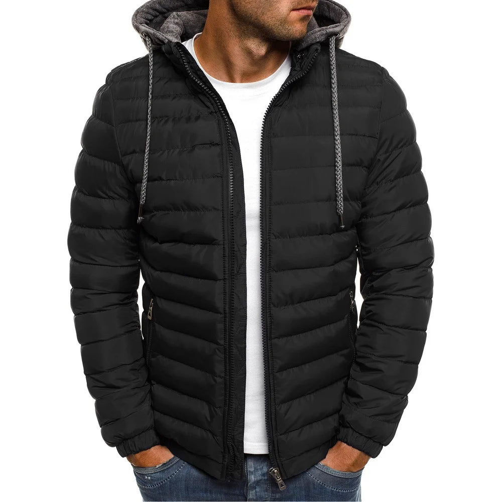 Parkas Solid Hooded Cotton Coat Jacket