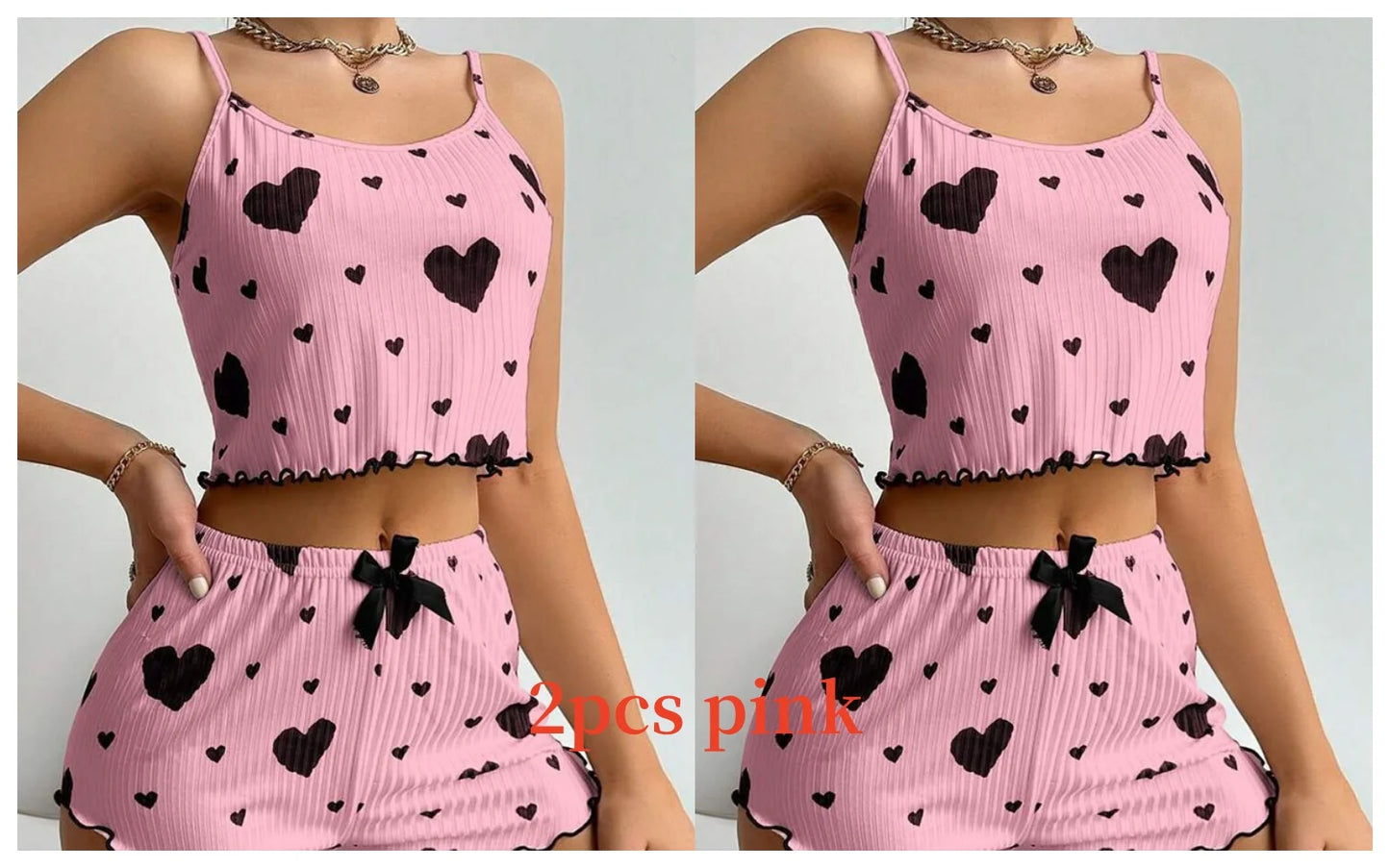 Women's Pajamas Set Sleepwear 2 PCS Short Tank Tops And Shorts