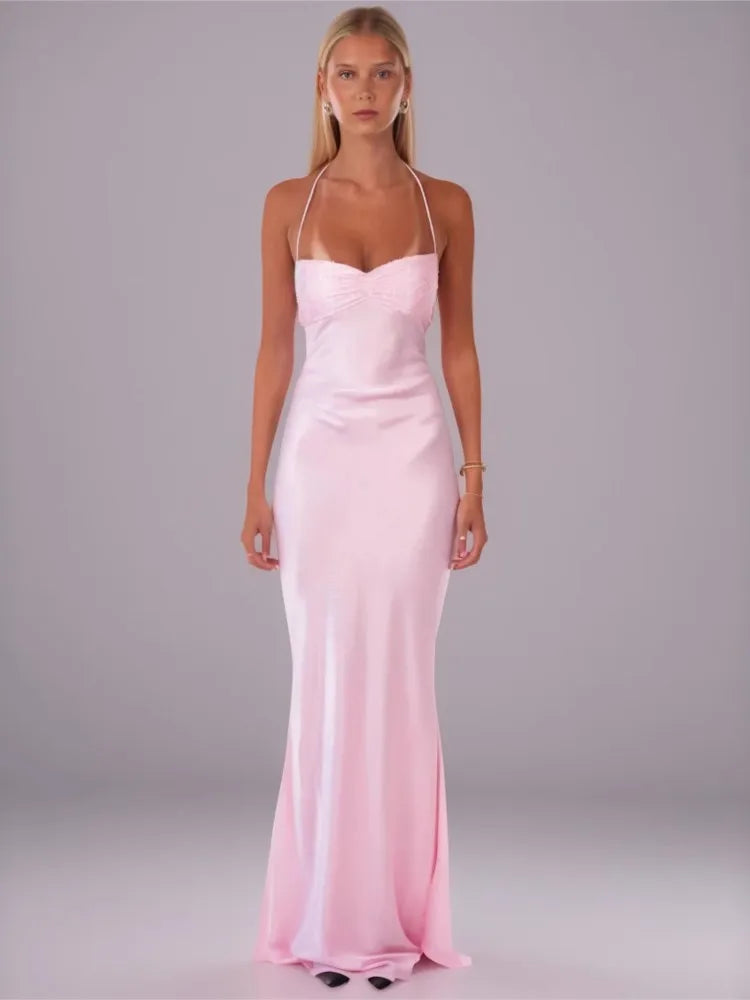 Sexy Tube Top Sequin Solid Color Backless Strappy Dress