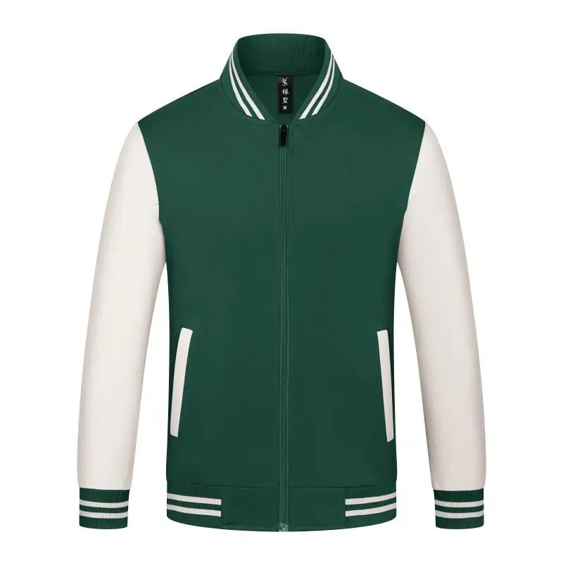 Unisex Varsity Team Baseball Jacket Men And Women Sports Zipper Bomber Coat