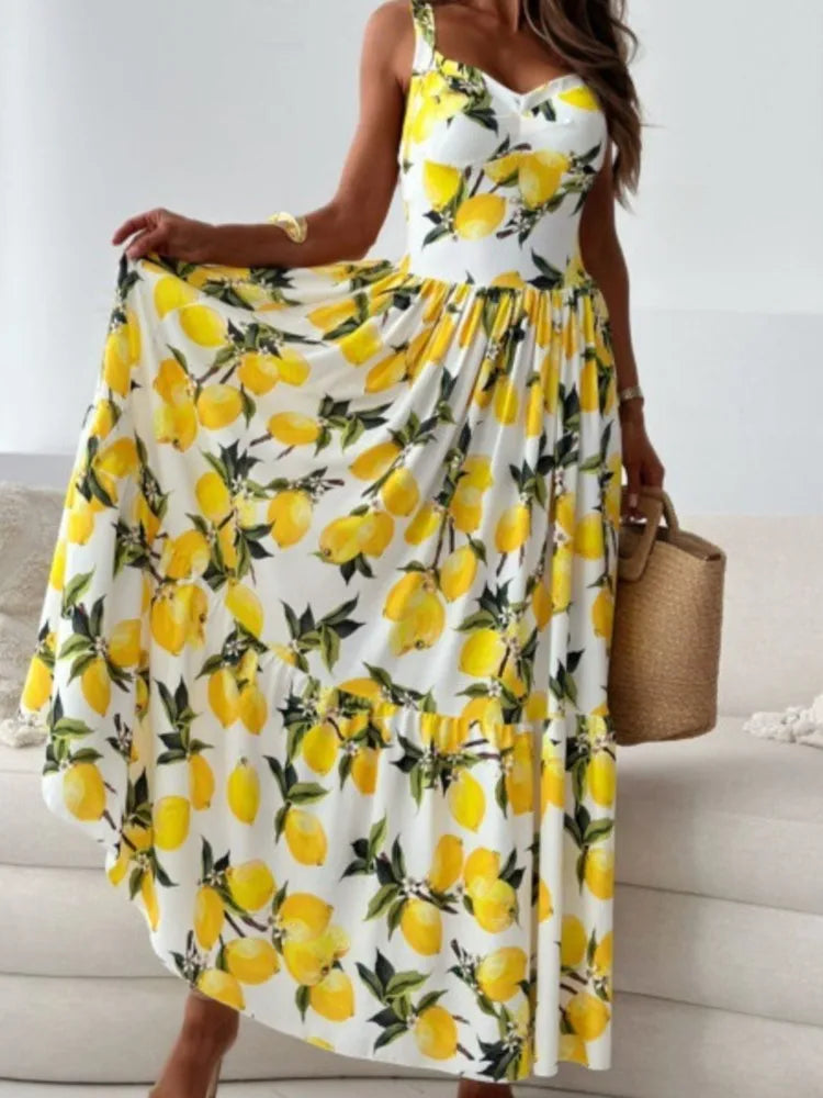 Sexy V Neck Spaghetti Strap Long Dress