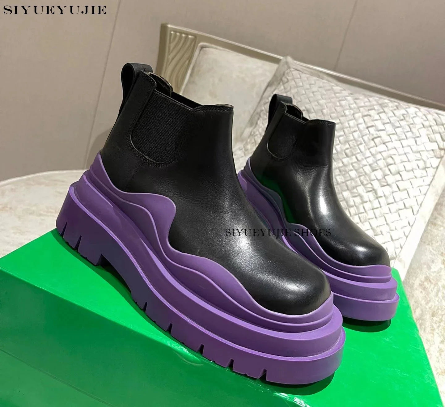 Chelsea Boots for Women Leather flat Ankle Booties
