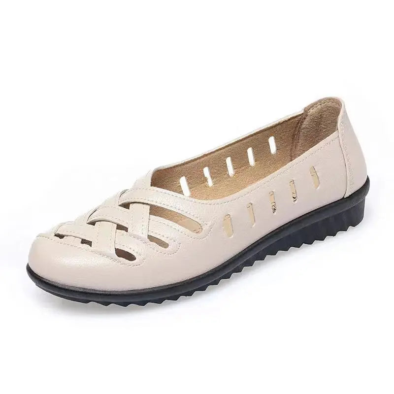 Flats Female Braided Shoes Leather Flats Moccasins Loafers