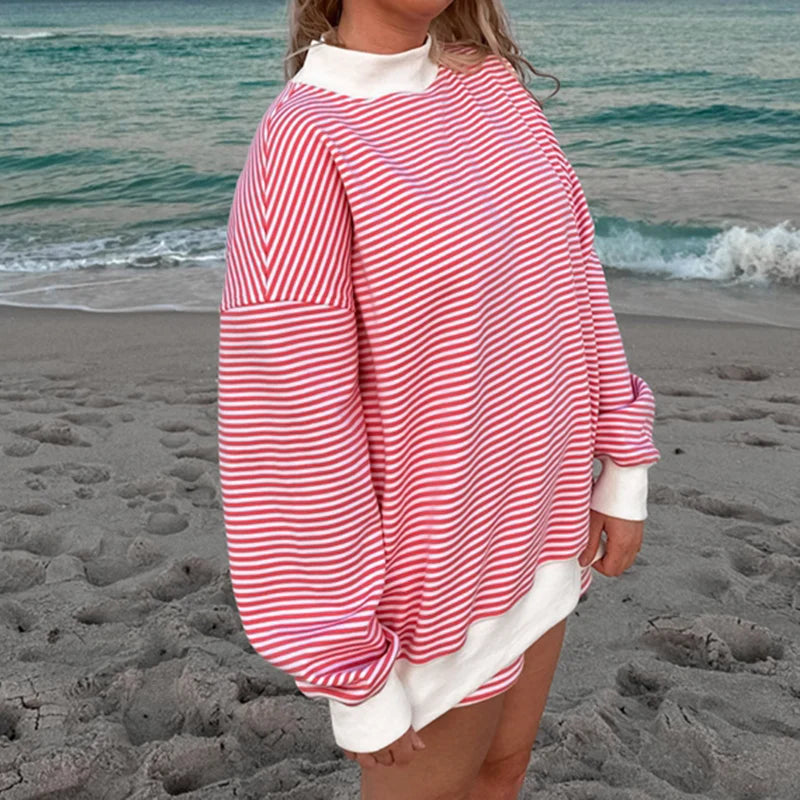 Striped Sweatshirt Sets for Women 2 Piece Shorts Outfit