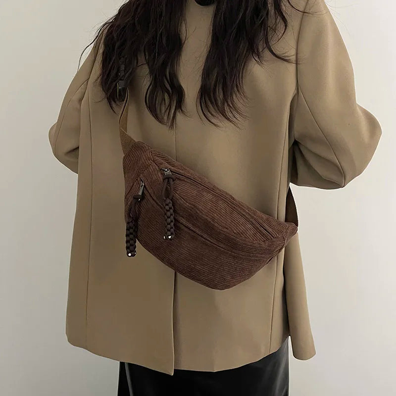 Casual Corduroy Belt Bags for Women