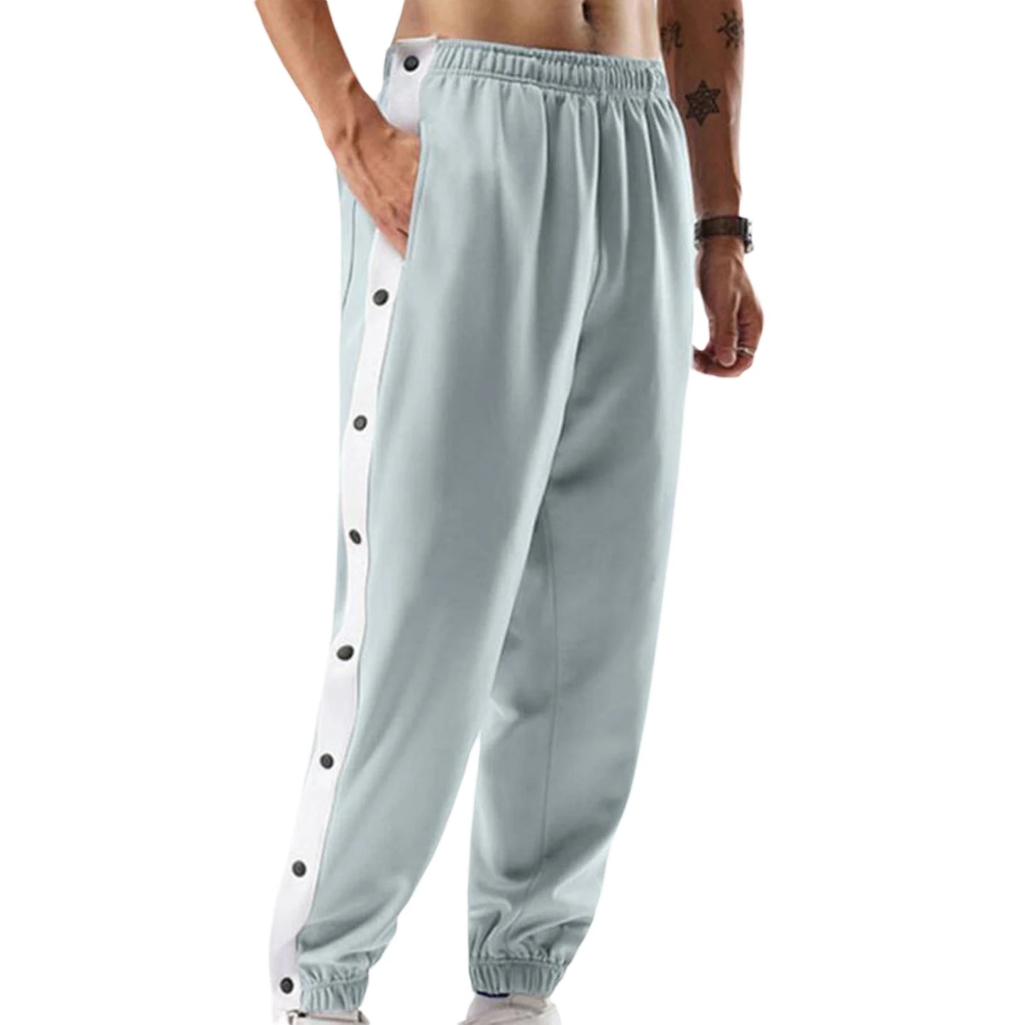 Men's  Pants High Split Snap Button