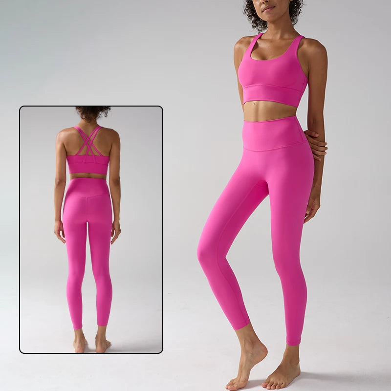Women's Yoga Set Workout Set 2 Piece High Waist Yoga Leggings