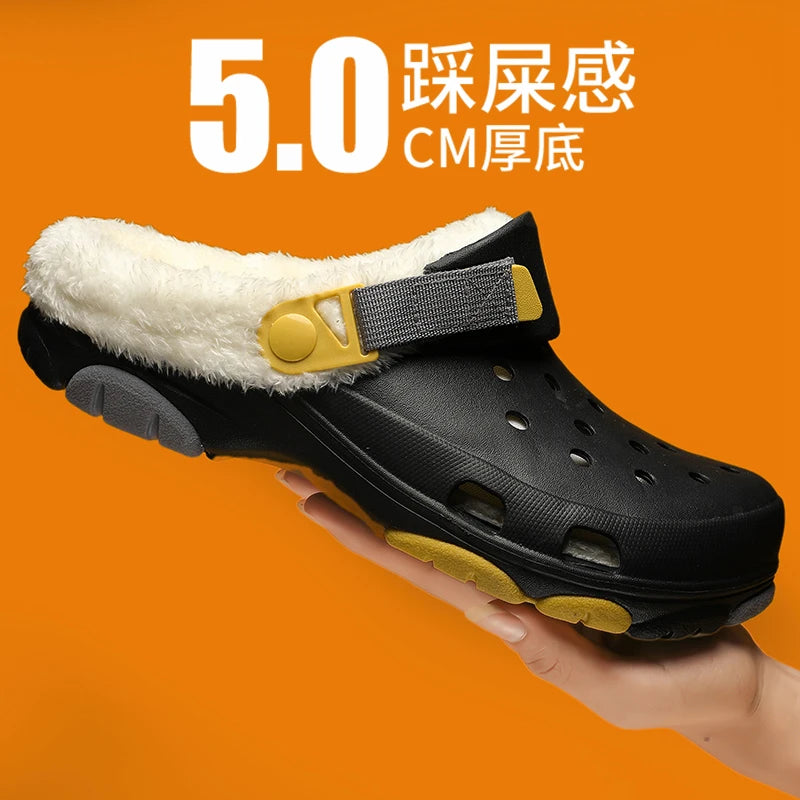 Men Slippers  Waterproof Soft and Comfortable Velvet Couple Non-Slip Wear-resistant slides