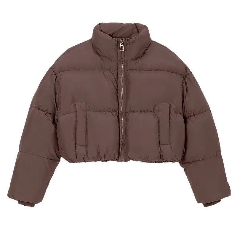 Puffer Jacket Stand-up Collar Cropped Quilted Jacket