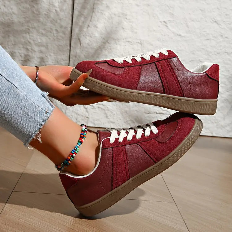 Women's Flat-bottomed Sneakers  Casual Lace-up Comfortable Low-cut Shoes