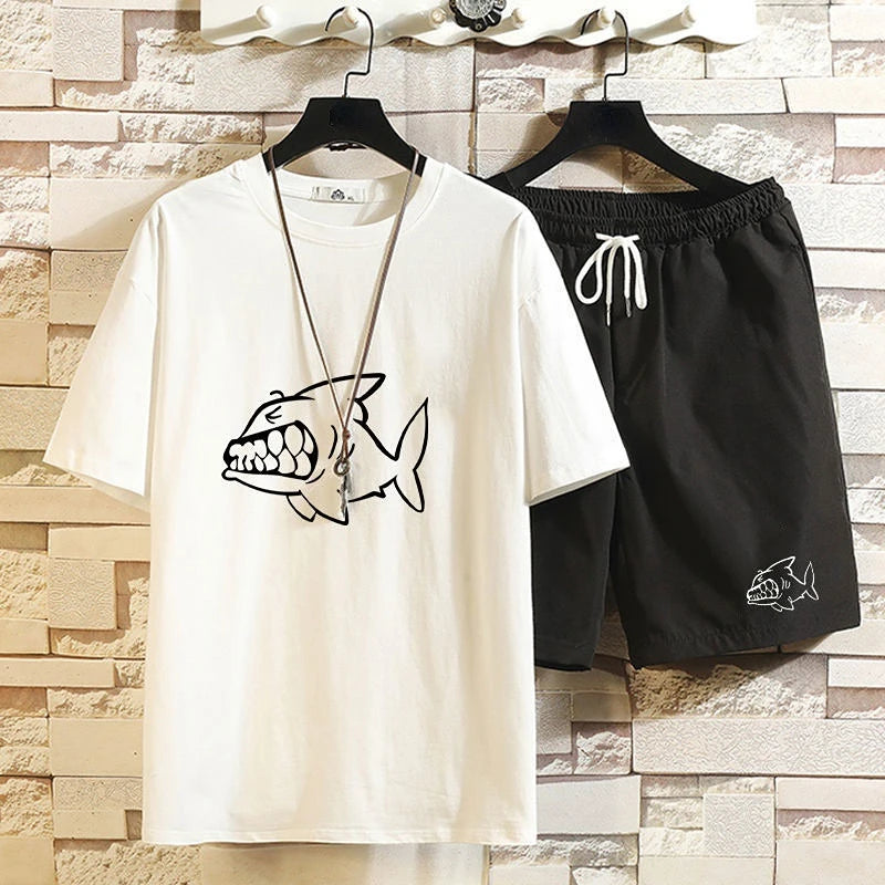 Men's Shorts Sets New InSlim Fit T Shirt  Graphic Stretch