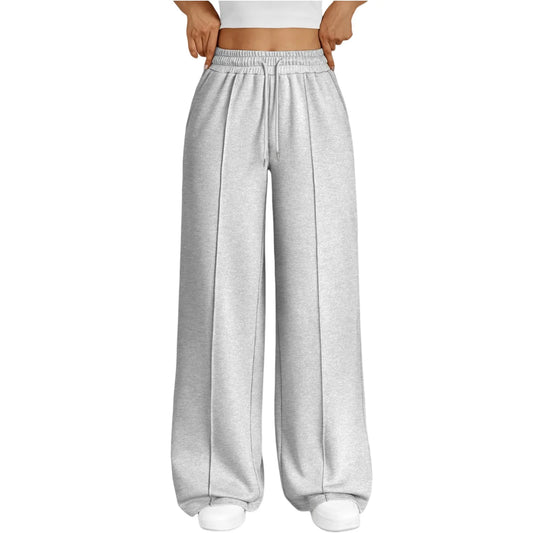 Wide Leg  Fleece Lined Sweatpants Plain Fitness Joggers