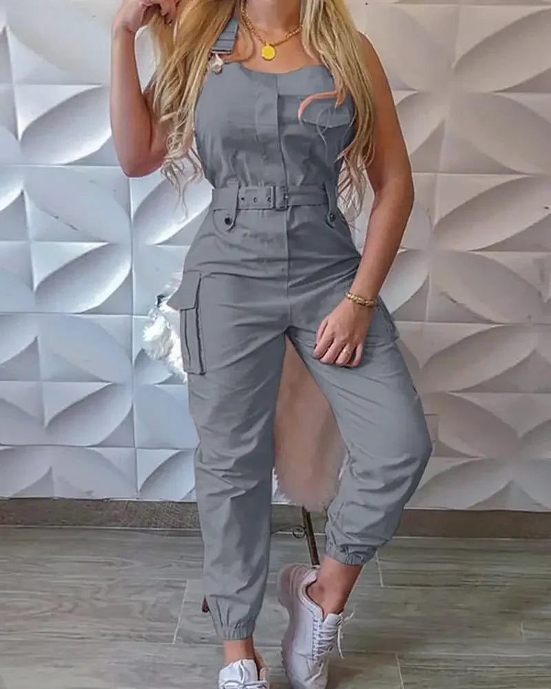 Fashion Strap Jumpsuit Women Loose Dungarees Long Rompers