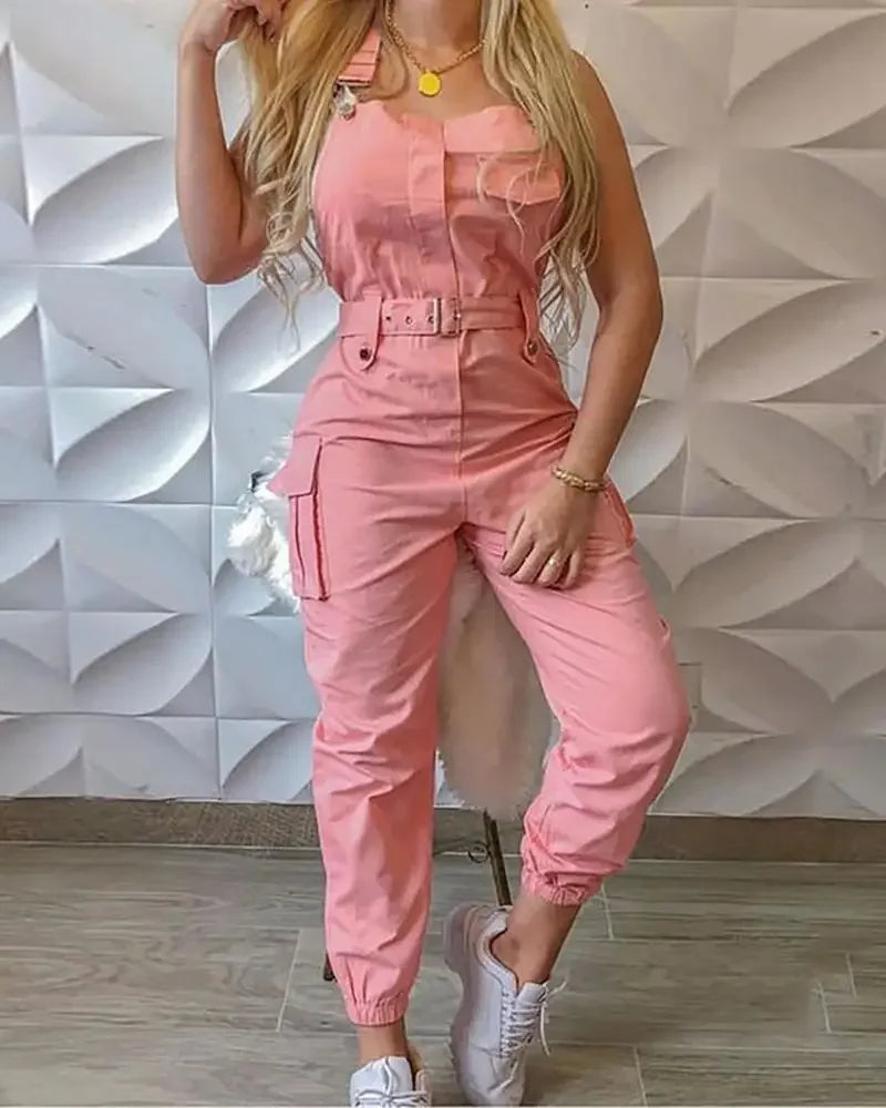 Fashion Strap Jumpsuit Women Loose Dungarees Long Rompers