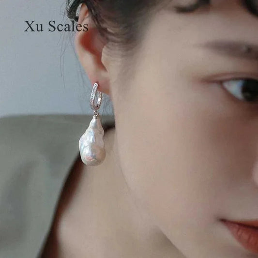 Natural Fresh Water Irregular Shape Baroque Pearl Earrings