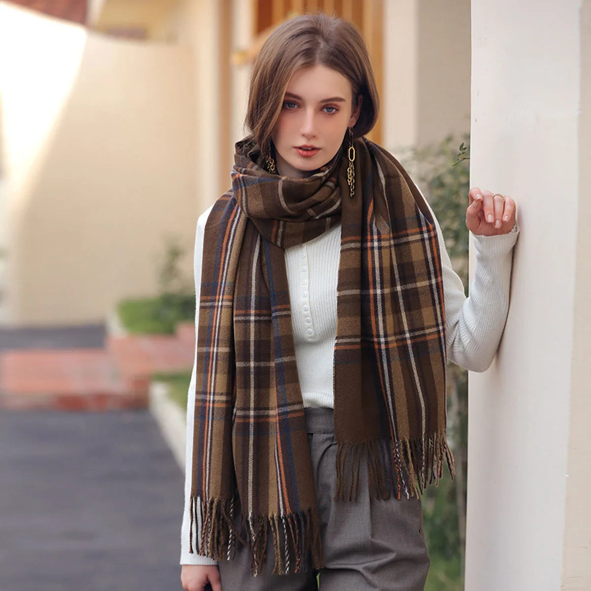 Tartan Warm Scarf Plaid, Soft Long Wrap Shawl