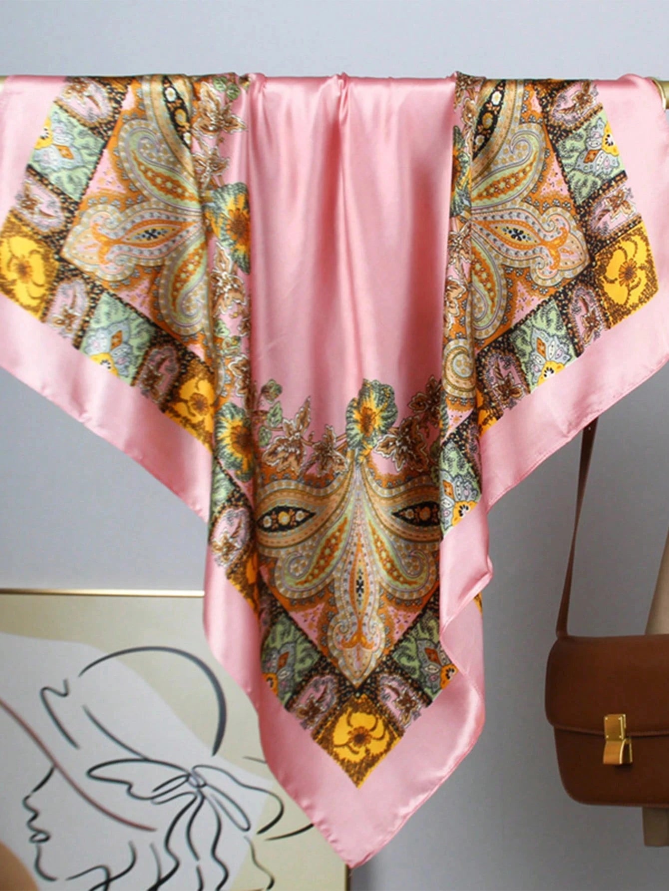 Women Luxury Square Silk Foulard Satin Bandana