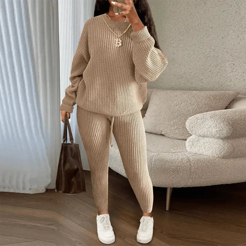 Knitted Sweater Two Piece Set For Women