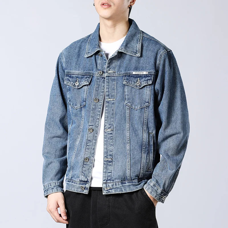 Men's Denim Jacket Falling Shoulder Pocket  Fashion Denim Shirts