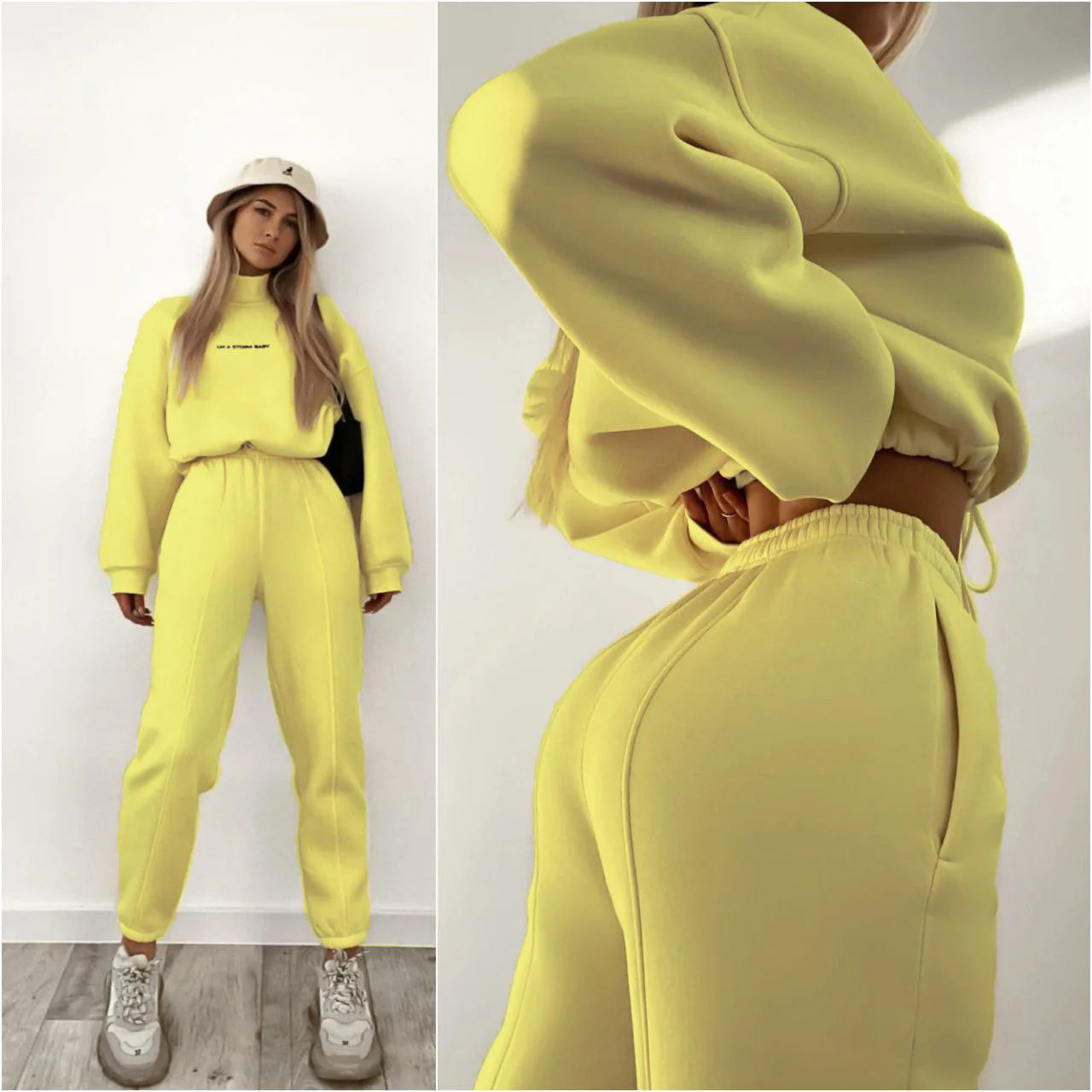 Sweatshirt  pant Women Letter Print Two Piece Set