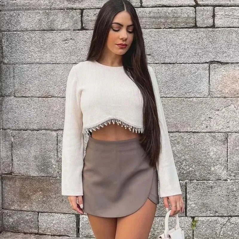 High Waist Brown Skirt Pants Stylish Pink Black Mini Skirt