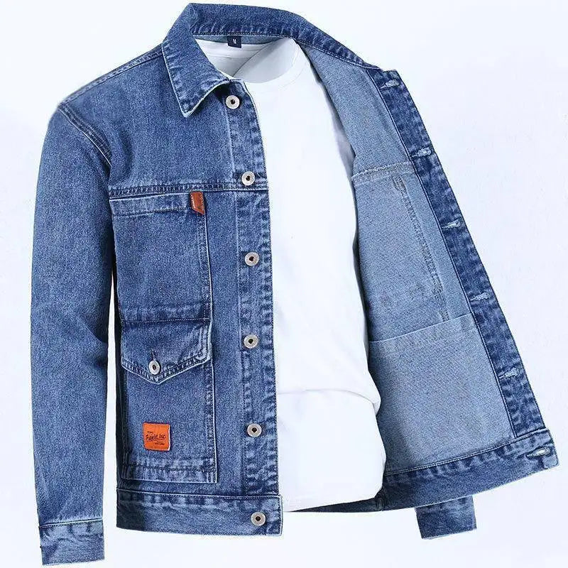 Men's Workwear Denim Jacket Versatile  Long Sleeve Button