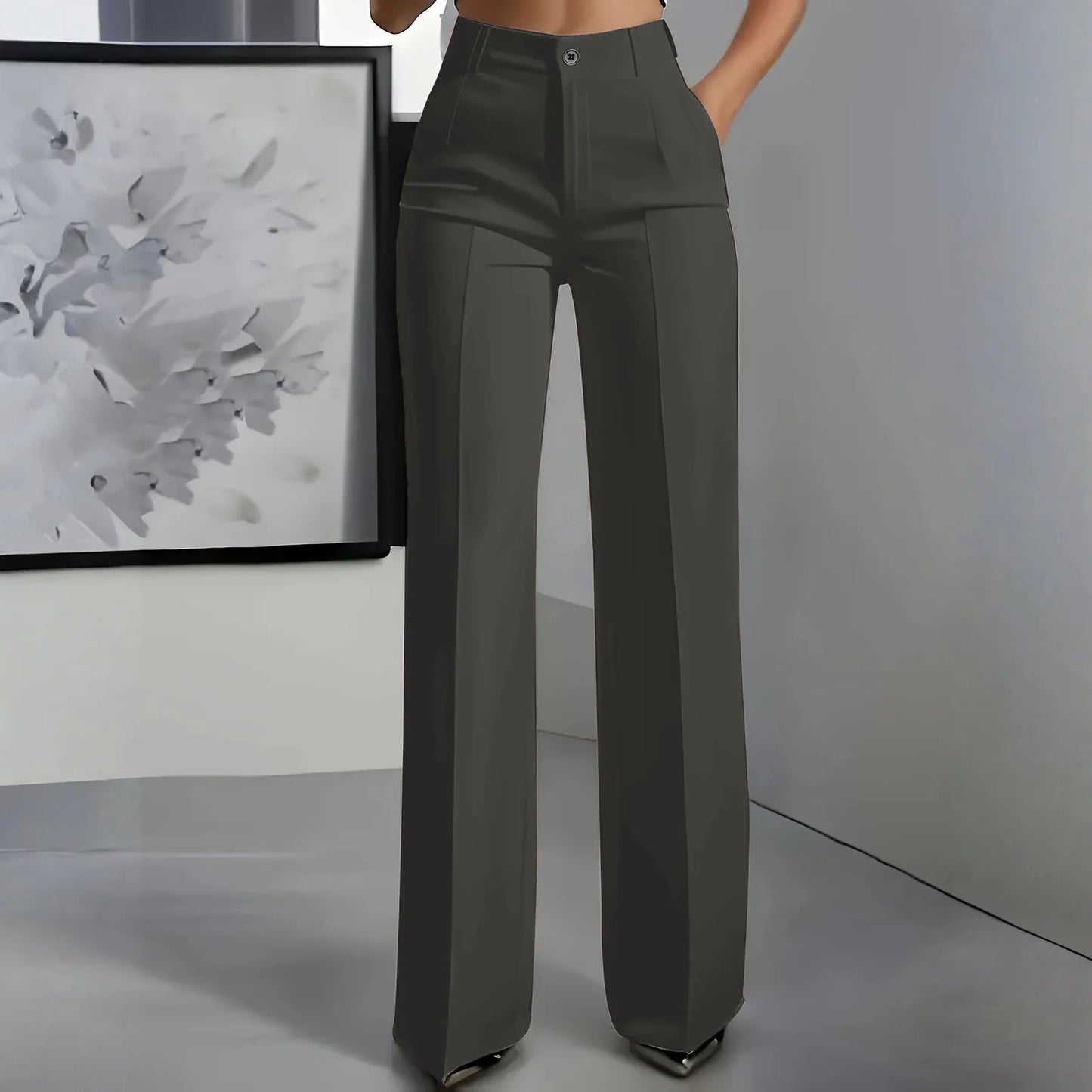 Women's High Waist Pants Drapey Straight-Leg Minimalist Blazer Pants