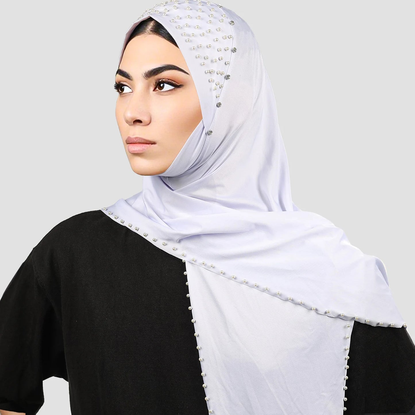 Ladies' beaded scarf, hooded elastic milk silk headband