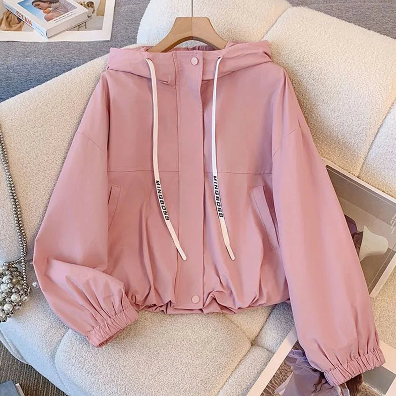 Hooded Windbreaker Casual Short Coat Outwear