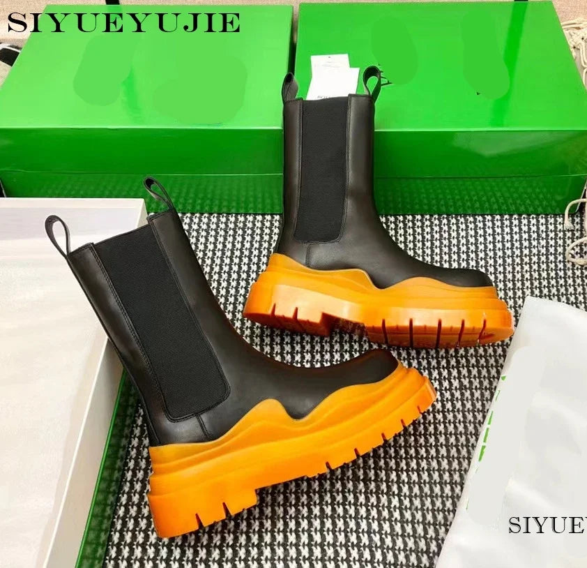 Chelsea Boots for Women Leather flat Ankle Booties