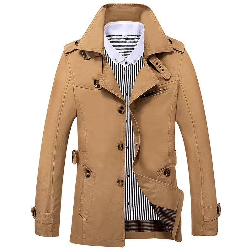 Mens Business Windbreaker Long Jackets