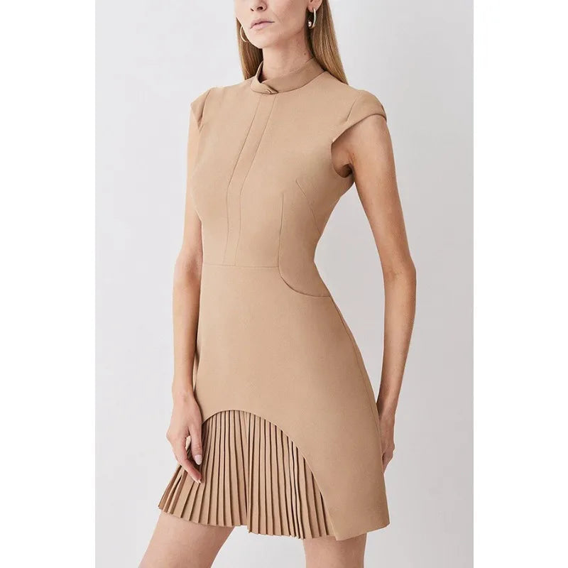 Short Dress Sleeveless Slim Tassel Formal A-line Dress Elegant Office Outfits
