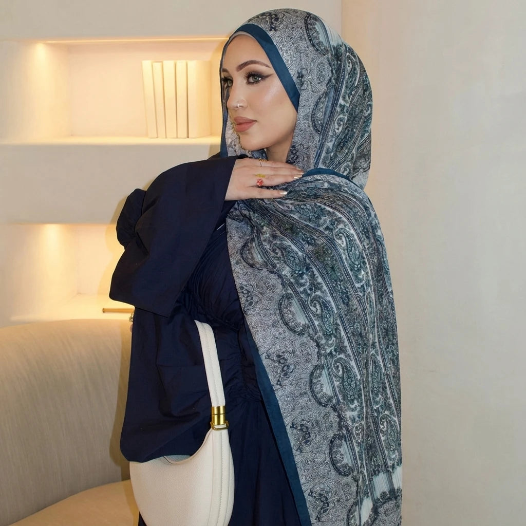 Ramadan Hijabs for Women Spring Water colour Shawl Soft Muslim Eid Hijabs