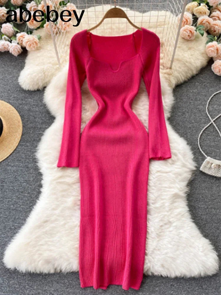 Sexy Strapless Ribbed Knitted Bodycon Dress