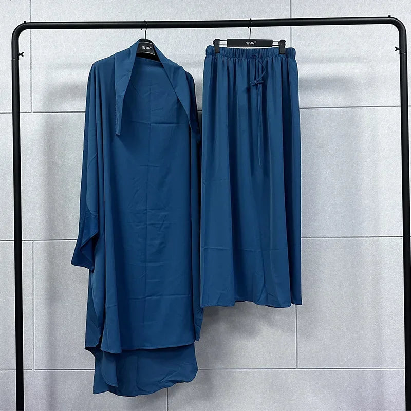 Ramadan Abayas Sets  2 Piece Set Women Hijab Dress Prayer Garment