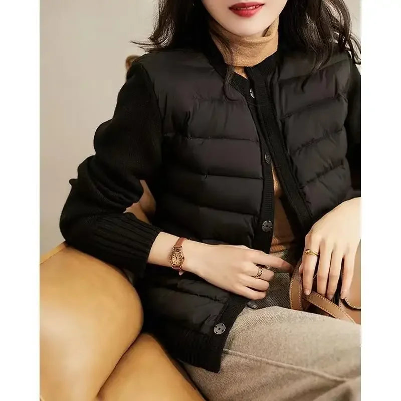 Winter Sweater Patchwork Parka Women's Down Jackets Ultra Light