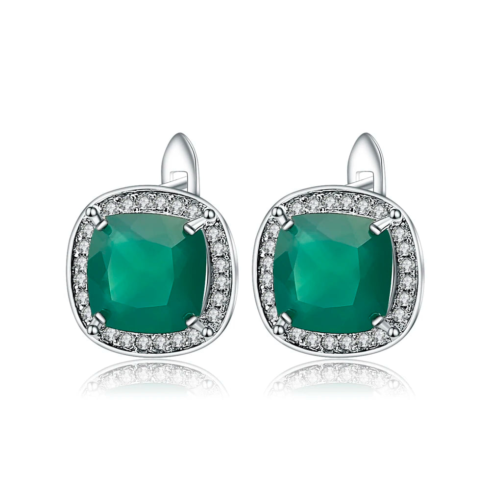 sterling silver original certified green agate stone women's jewelry set
