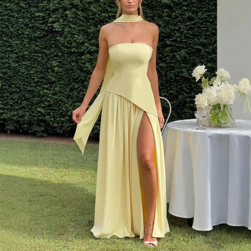 Sheath Solid Color Split Dress Sexy Backless High Split Skirt Women's Clothing