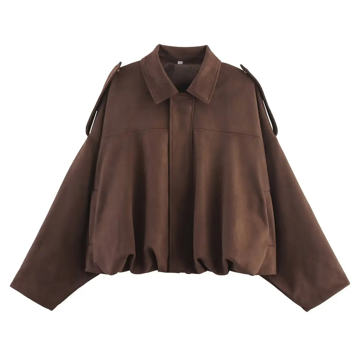Women's Bomber Jacket Lapel Long Sleeve Zipper Suede Jacket