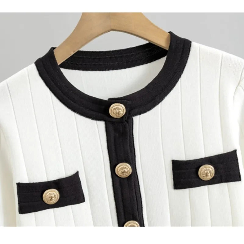 Women Knit Two Pieces Eleght Knitted Cardigan