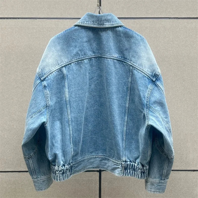 single breasted lapel long sleeved top for summer