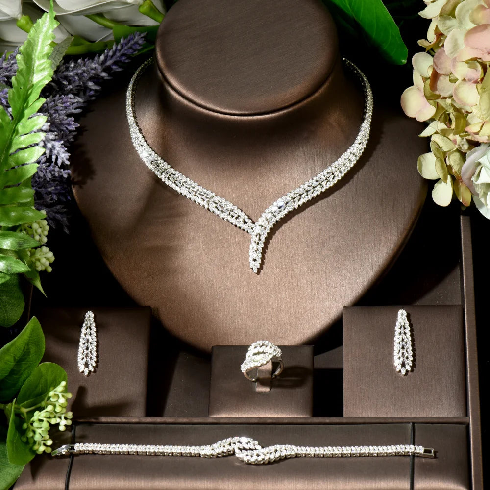Cubic Zirconia Bridal Wedding Jewelry Set