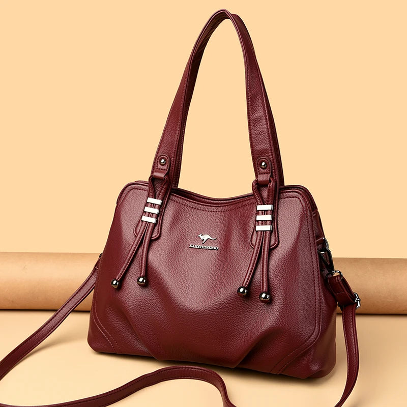 Genuine Soft Leather Handbags for Women Vintage Shoulder Tote Bag Luxury