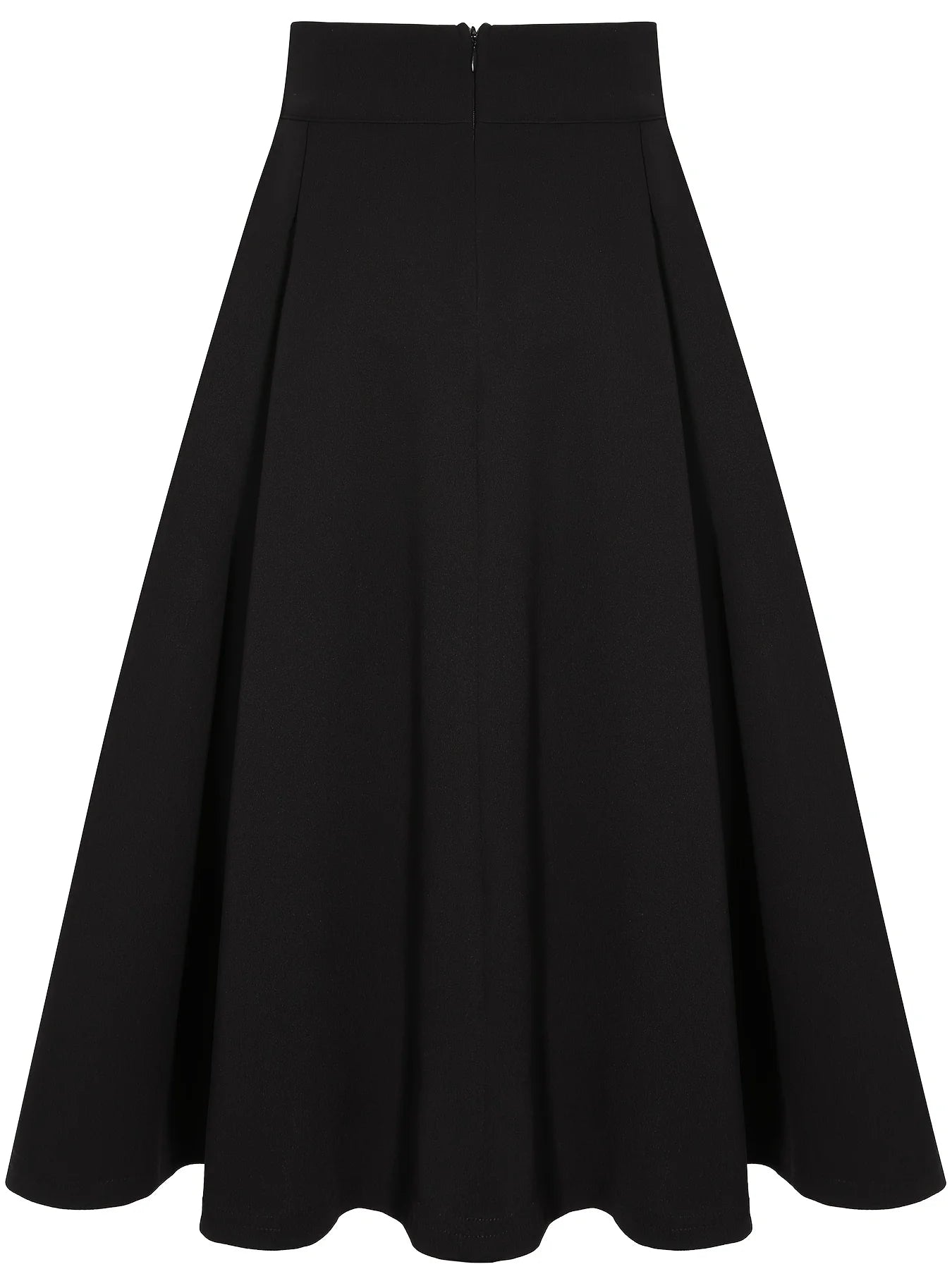 Swing Elastic High Waist Button Fit And Flare Pleated Skirt
