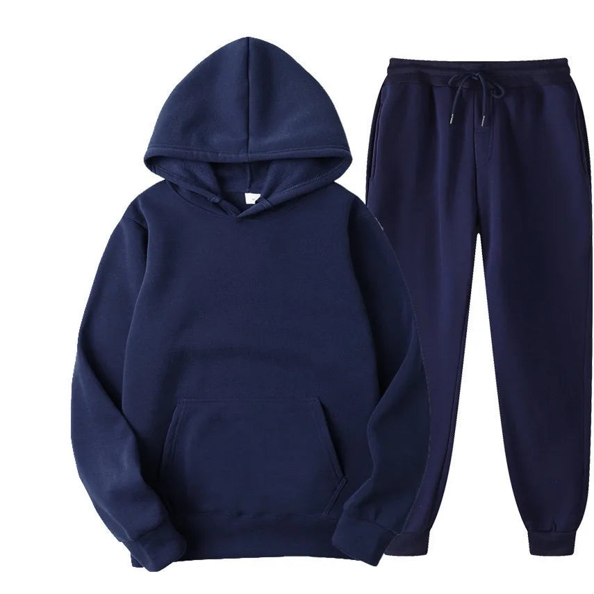 New Solid Color Hoodie+pants Two-piece set