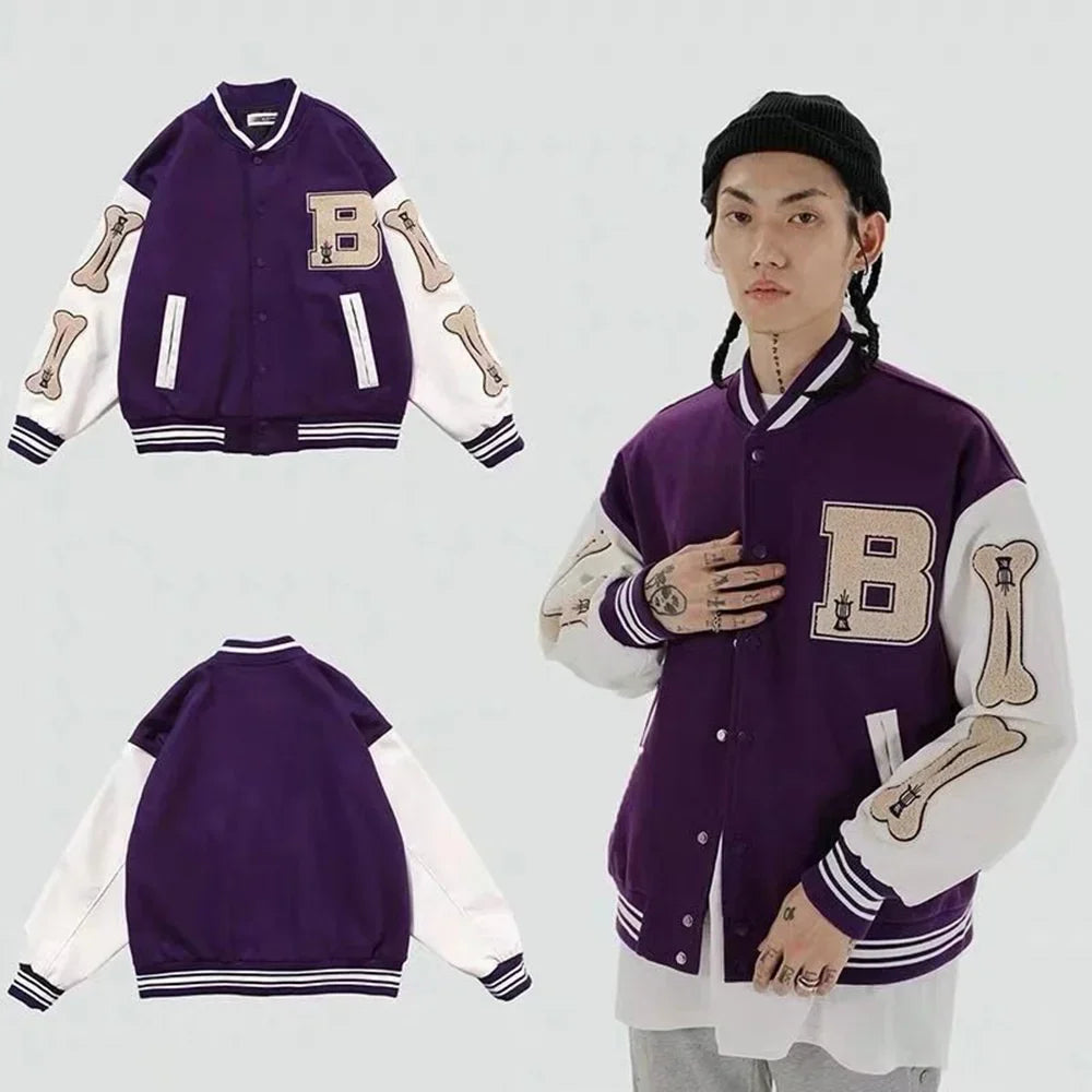 Men Baseball Jackets  Long Sleeve Bomber Jacket