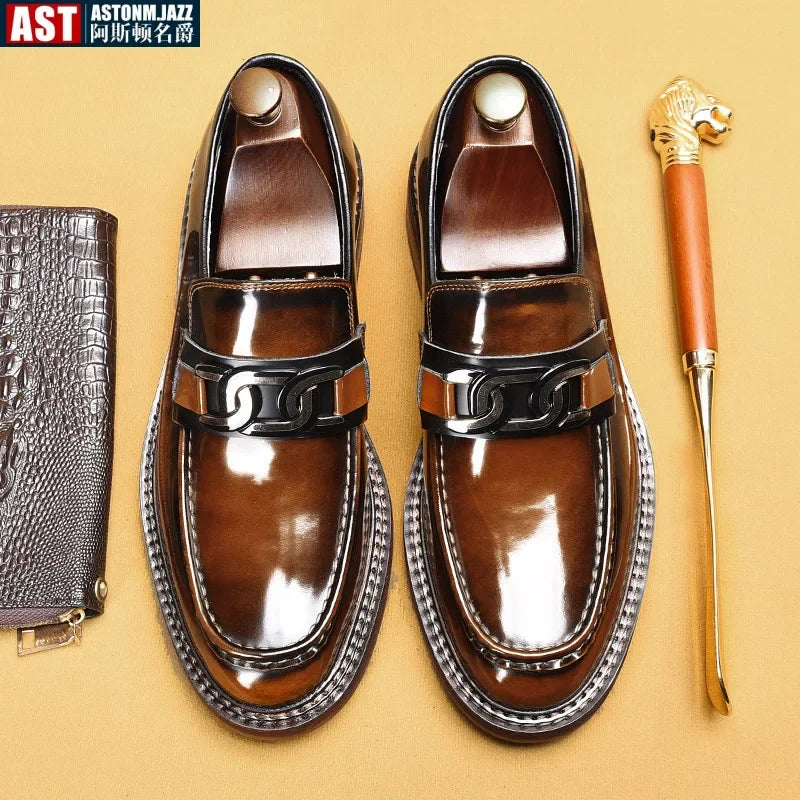Slip on Dress Shoes Men Genuine Leather Italian Loafer Shoes