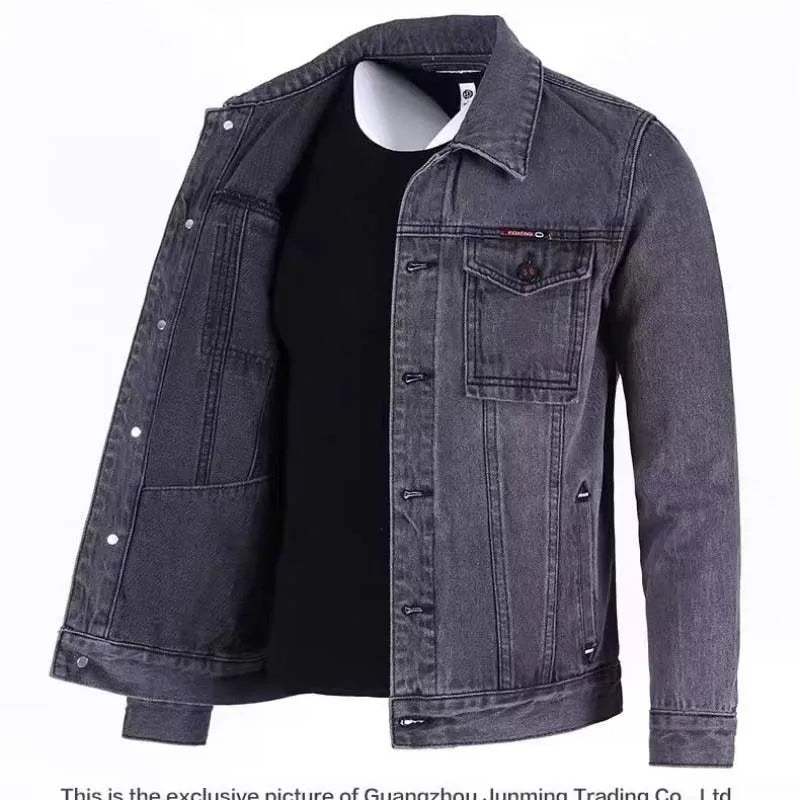 Heavy Denim Men Workwear Coat   Classic outdoor  Button Cow Boy Coat