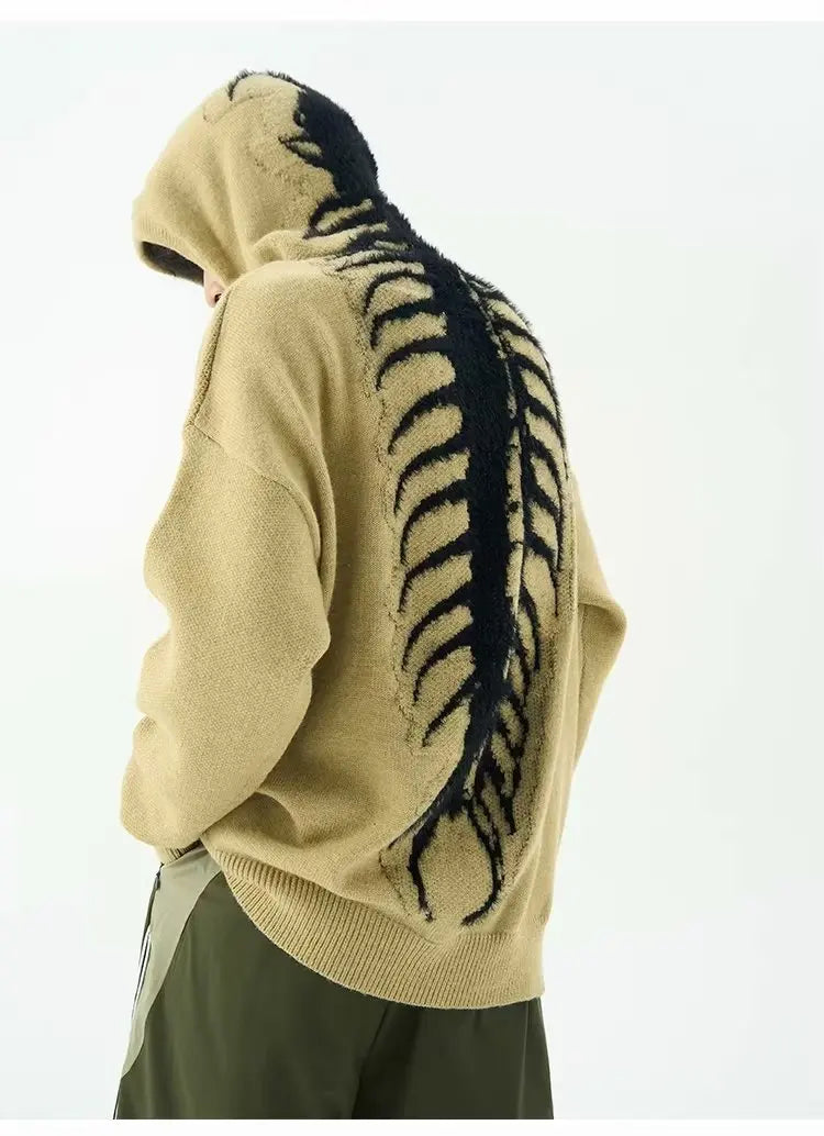 Men's American Lazy-Style Sweater: Hooded Loose Knitwear with Unique Design